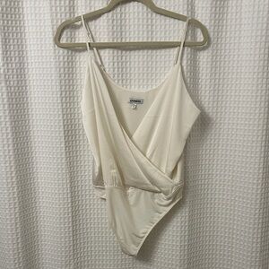 Express Ivory Wrap Bodysuit